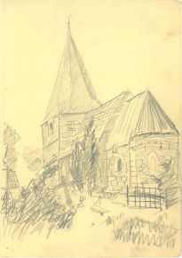 Neuender Kirche<br>
Bleistift<br>
16,5 x 23,5 cm
