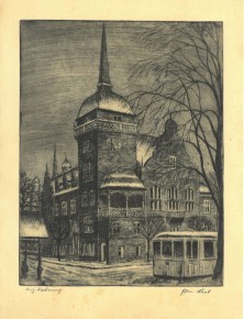 602 Rathaus WHV<br>
Radierung<br>
sign. Eden-Bant, undatiert, 1940?<br>
