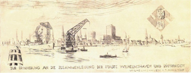 Radierung<br>unsign. datiert auf der Platte 1. April 1937<br>Platte 39 x 15,3 cm