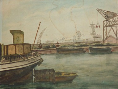 Aquarell<br>sign., datiert 36<br>Rückseite Vermerk<br>44 x 34 cm