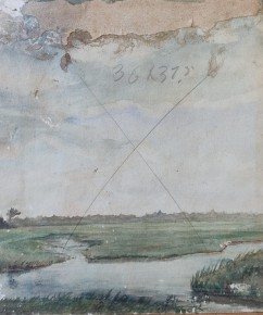 Aquarell<br>
signiert, datiert 42<br>
Wasserschaden, Blatt durchgestrichen<br>
Größe?<br>
Foto zugesandt von Jörg Trömel<br>